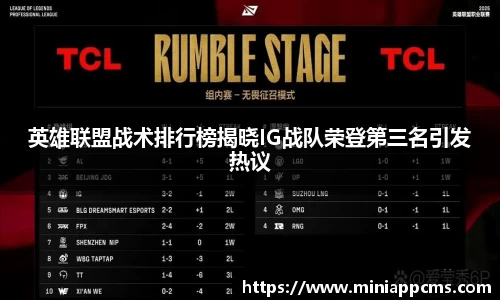 英雄联盟战术排行榜揭晓IG战队荣登第三名引发热议